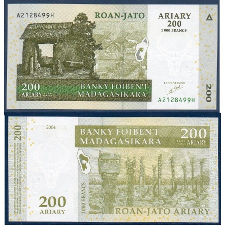 Madagascar Pick N°87a, Billet de banque de 200 Ariary : 1000 Francs 2004