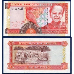 Gambie Pick N°16a, Billet de banque de 5 Dalasis 1996