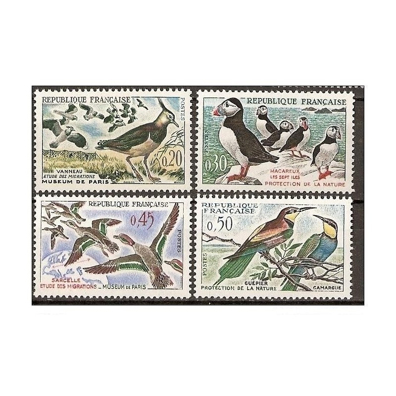 Timbre Yvert No 1273-1276 France série oiseaux