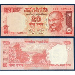 Inde Pick N°103a, Billet de banque de 20 Ruppes 2012 sans plaque