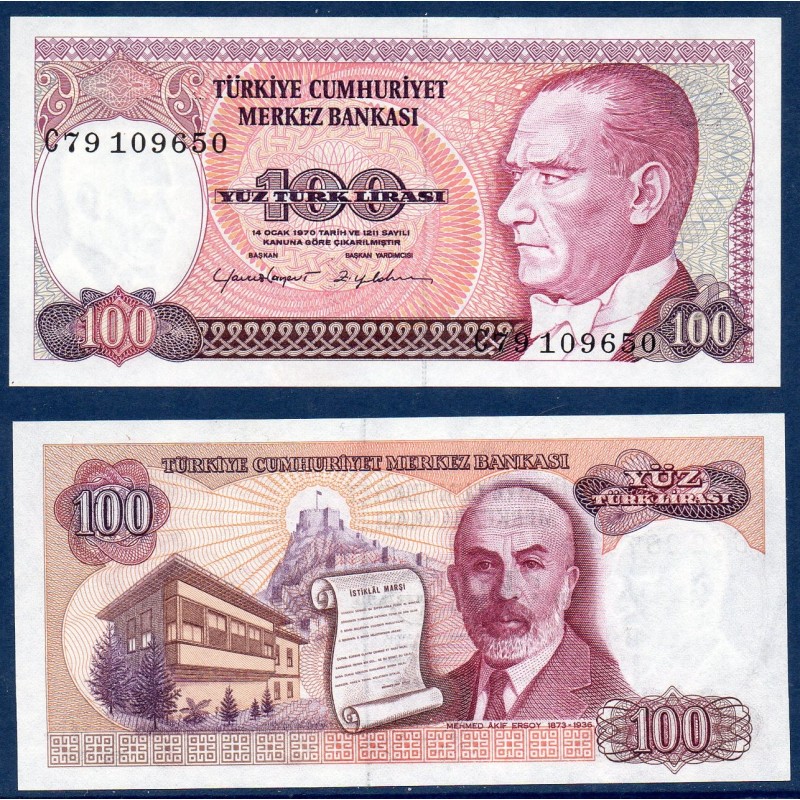 Turquie Pick N°194a, Billet de banque de 100 Lira 1983