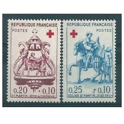Timbre Yvert No 1278-1279 France paire croix rouge