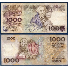 Portugal Pick N°181f, TB Billet de banque de 1000 Escudos 9.11.1989