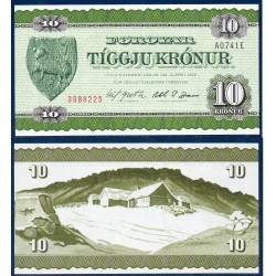 Iles Féroe Pick N°18, Billet de banque de 10 Kronur 1974