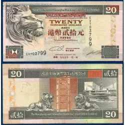 Hong Kong Pick N°201b, Billet de banque de 20 dollars 1995-1996