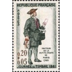 Timbre France Yvert No 1285 journée du timbre, le facteur de la petite poste de Paris