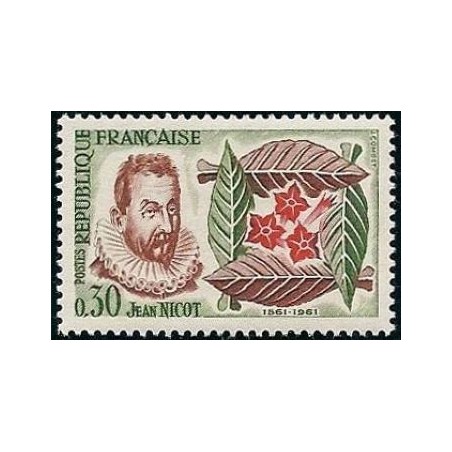 Timbre France Yvert No 1286 Jean Nicot, Introduction du tabac