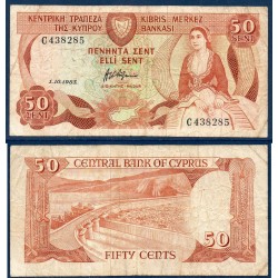 Chypre Pick N°49a, TB Billet de banque de 50 cents 1983-1984