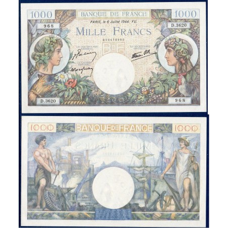1000 Francs Commerce et industrie Neuf 6.7.1944 Billet de la banque de France