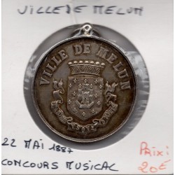 Medaille concours musical Melun argent, 1887 sans poinçon