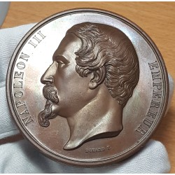 Medaille Napoléon III Exposition de Dijon , domard et caqué 1858 Cuivre
