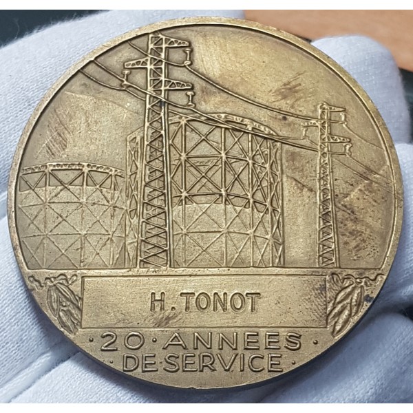 Médaille du travail EDF prométhée 43 ans, Dropsy poincon triangle