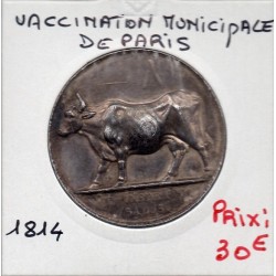 Jeton Vaccination Municipale de Paris argent, refrappe 1814 poinçon main