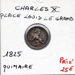 Jeton Quinaire Charles X place louis le grand, Barre 1825 sans poinçon