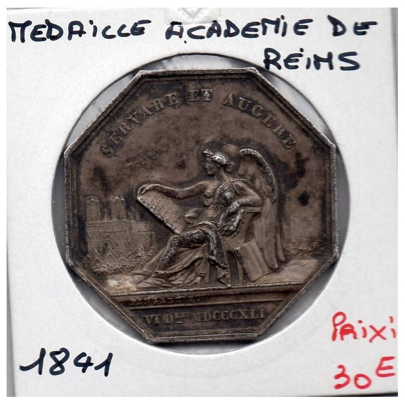 Jeton Academie de Reims argent, Pingret 1841 poinçon main