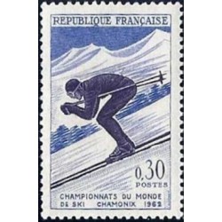 Timbre France Yvert No 1326 Chamonix, championnat du monde de ski