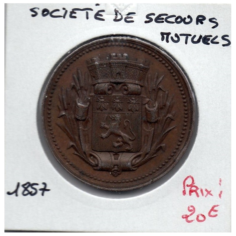 Medaille Société de secours Mutuelle Lyon, 1857 poinçon main