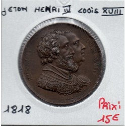 Medaille Henri IV et Louis XVIII bronze, Gayrard 1818