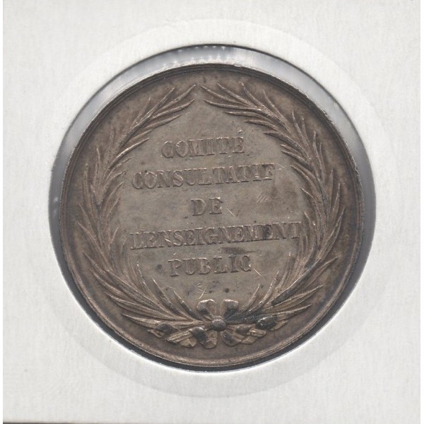 Jeton Comité consultatatif de L'instruction publique  argent, 19eme pas de poinçon