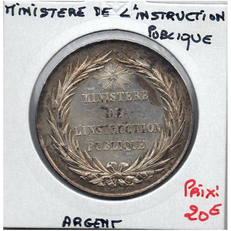 Medaille Ministère de L'instruction Publique argent, 19eme pas de poinçon