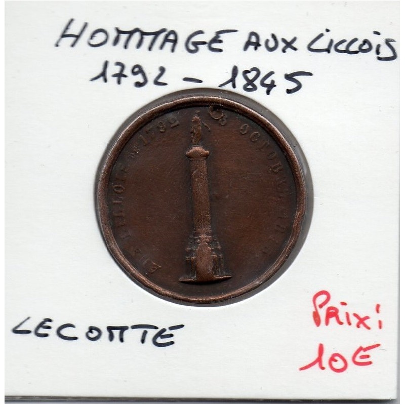 Medaille Hommage aux Lillois, Lecomte 1792-1845 sans poinçon