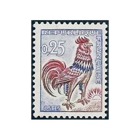 Timbre France Yvert No 1331 Coq de Decaris