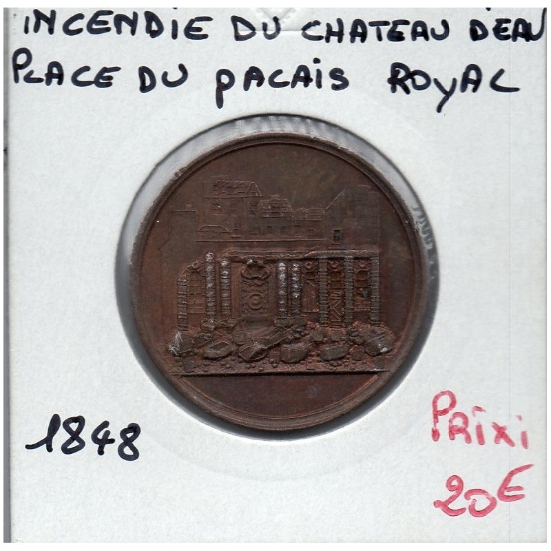Medaille Incendie du chateau d'Eau, 1848 sans poinçon