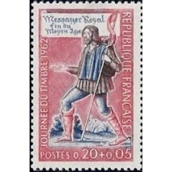 Timbre France Yvert No 1332 journée du timbre, messager royal