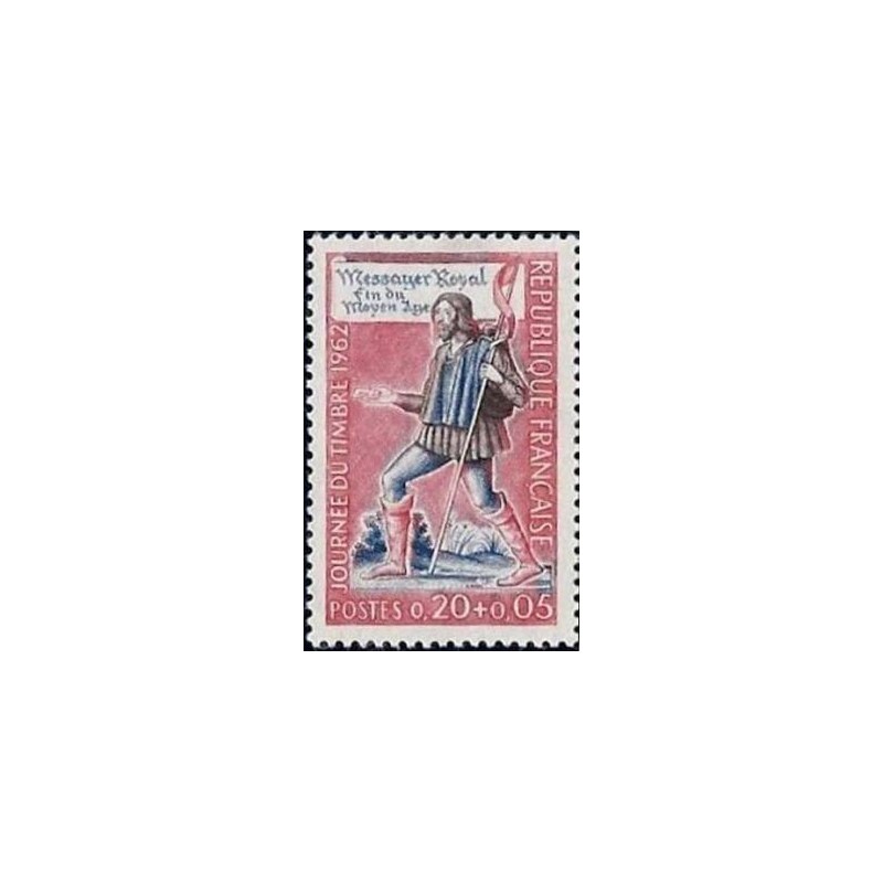 Timbre France Yvert No 1332 journée du timbre, messager royal