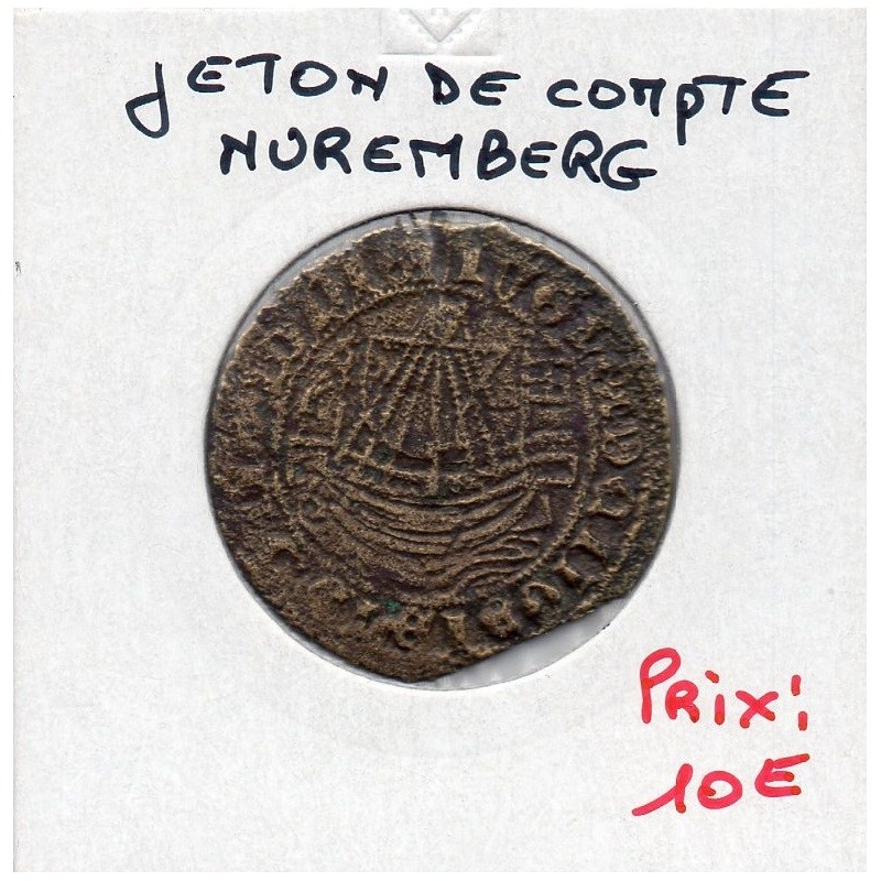 Jeton de compte à la nef laiton, 16eme siecle nuremberg