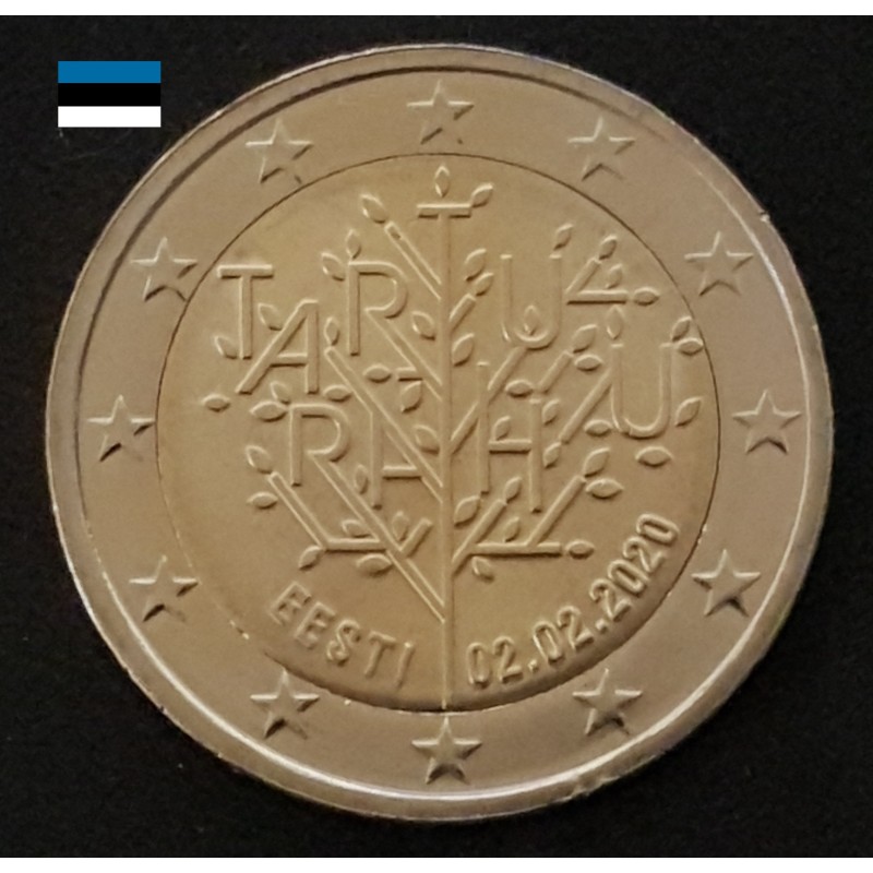 2 euro commémorative Estonie 2020 Traité de Tartu pieces de monnaie €