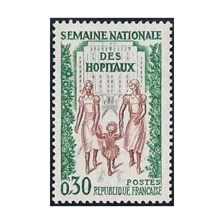 Timbre France Yvert No 1339 Hopitaux, semaine nationale