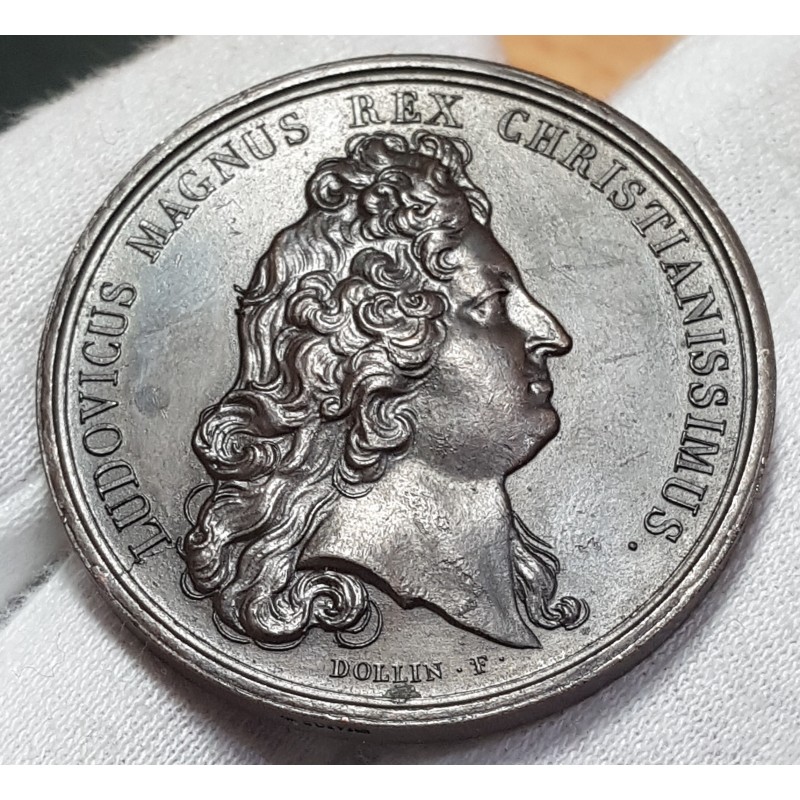 Medaille Louis XIV Seconde conquête de la Flandre, Mauger 1669 refrappe 1860-1879 Cuivre