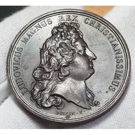 Medaille Louis XIV Seconde conquête de la Flandre, Mauger 1669 refrappe 1860-1879 Cuivre