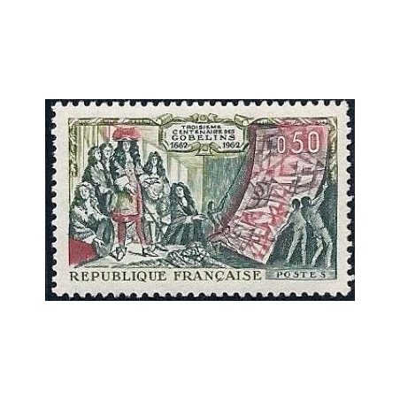 Timbre France Yvert No 1343 manufacture des Gobelins