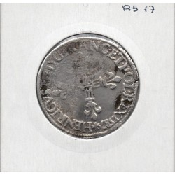 1/4 ou quart d'Ecu Croix de Face 1587 9 Rennes Henri III pièce de monnaie royale