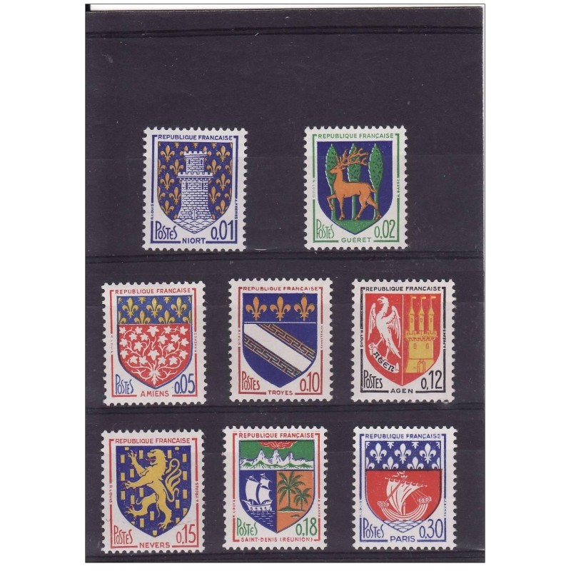 Timbre Yvert No 1351A-1354B france armoiries et blasons de villes