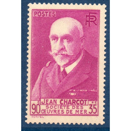 Timbre France Yvert No 377A Jean Charcot neuf **