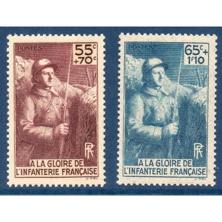 Timbre France Yvert No 386-387 Gloire à l'infanterie neuf **