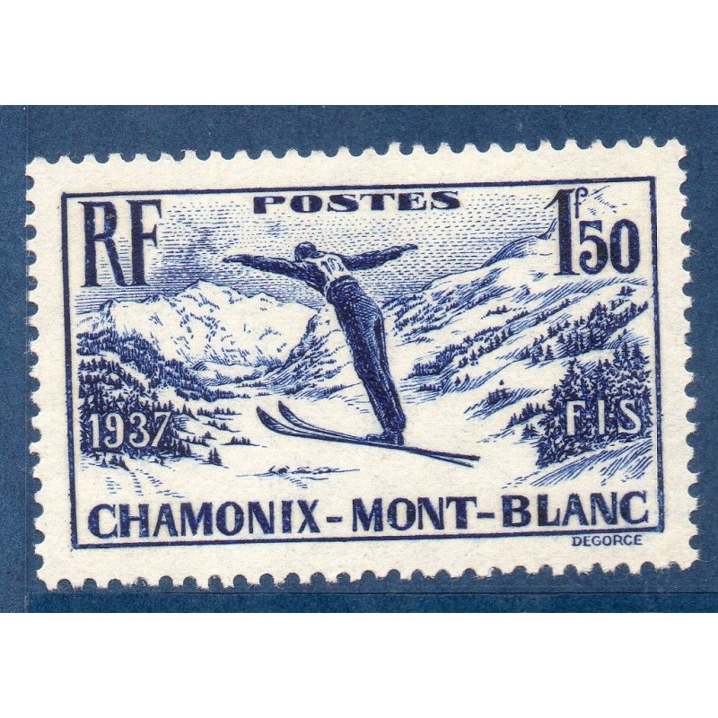Timbre France Yvert No 334 Ski à Chamonix Mont Blanc neuf **