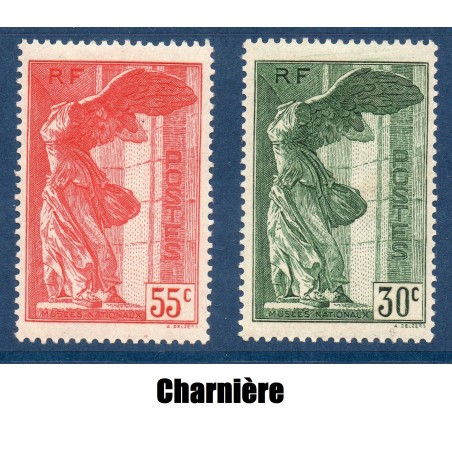 Timbre France Yvert No 354-355 Victoire de Samothrace neuf * avec charnières