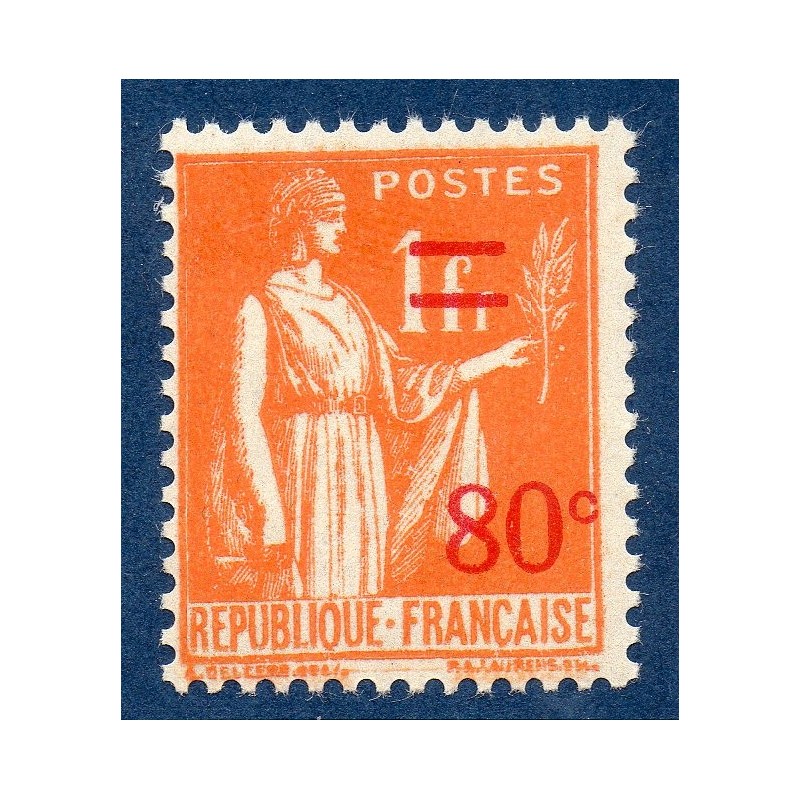 Timbre France Yvert No 359 Type paix surchargé **