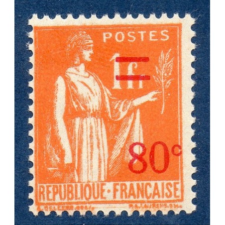 Timbre France Yvert No 359 Type paix surchargé **