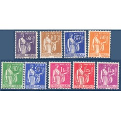 Timbre France Yvert No 363-371 Type Paix neuf**