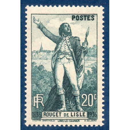 Timbre France Yvert No 314 Rouget de Lisle neuf **