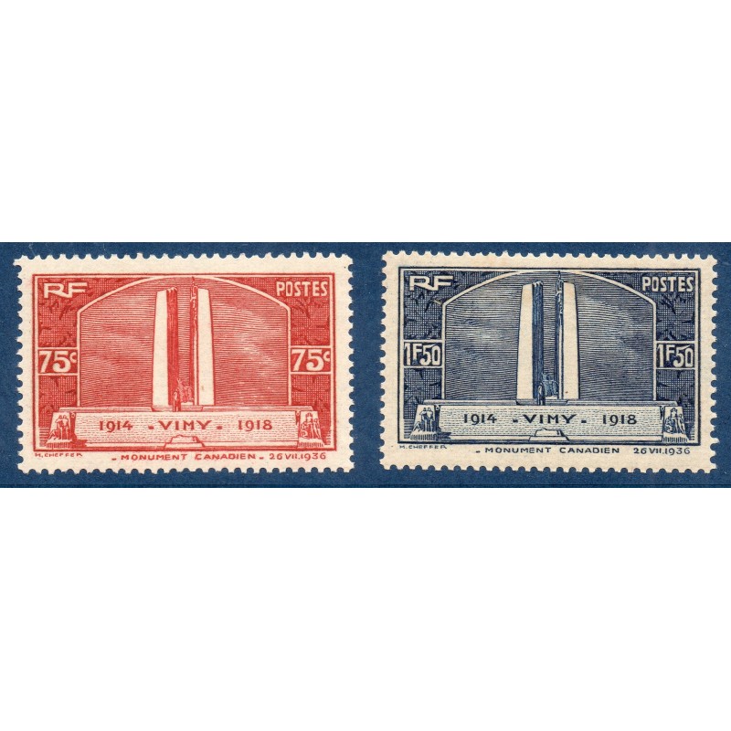 Timbre France Yvert No 316-317 Monument de Vimy neuf **