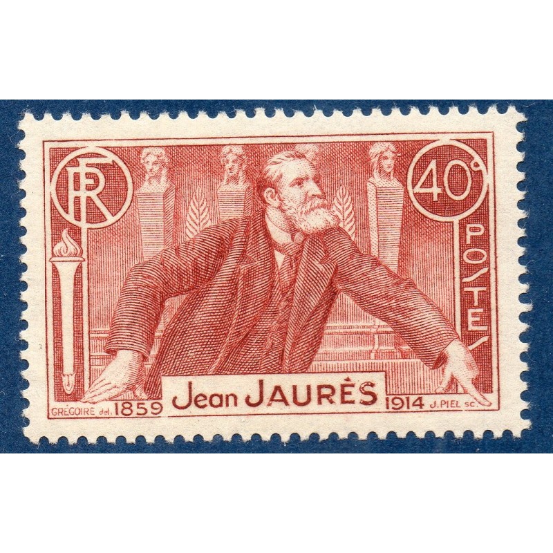 Timbre France Yvert No 318 Jean Jaurès neuf **