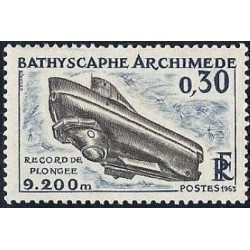 Timbre France Yvert No 1368 Bathyscaphe, l'Archimède