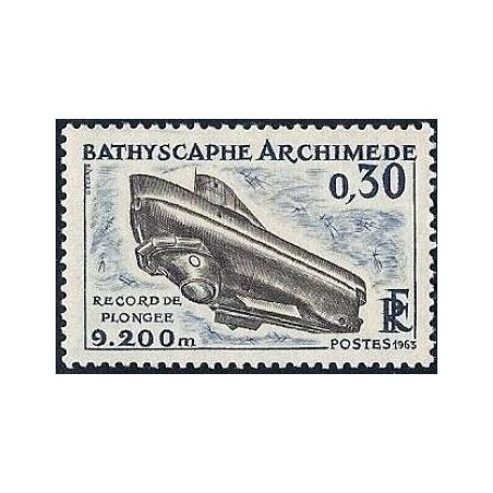Timbre France Yvert No 1368 Bathyscaphe, l'Archimède