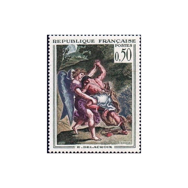 Timbre France Yvert No 1376 Delacroix, Lutte de Jacob avec l'Ange